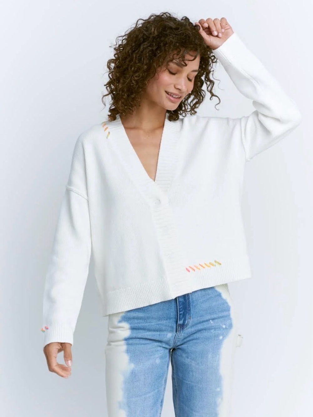 Lisa Todd “Back to Peace” Cardigan in White. Size L